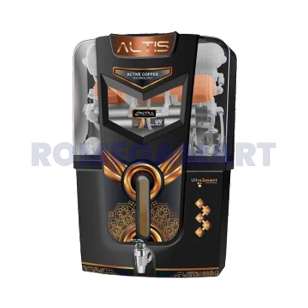 Apple Altis Domestic RO+UV+UF+ALKLINE+TDS Water Purifier 13 Liter Storage Black Copper For Home Use
