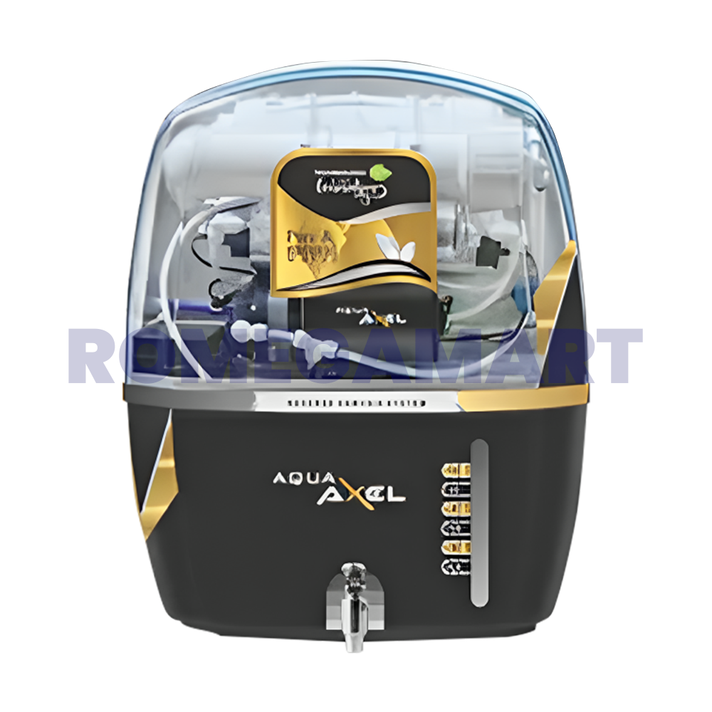 Aqua Axel Black With Transparent Body 15 Liter Storage RO+UV+TDS+UF Water Purifier For Home 