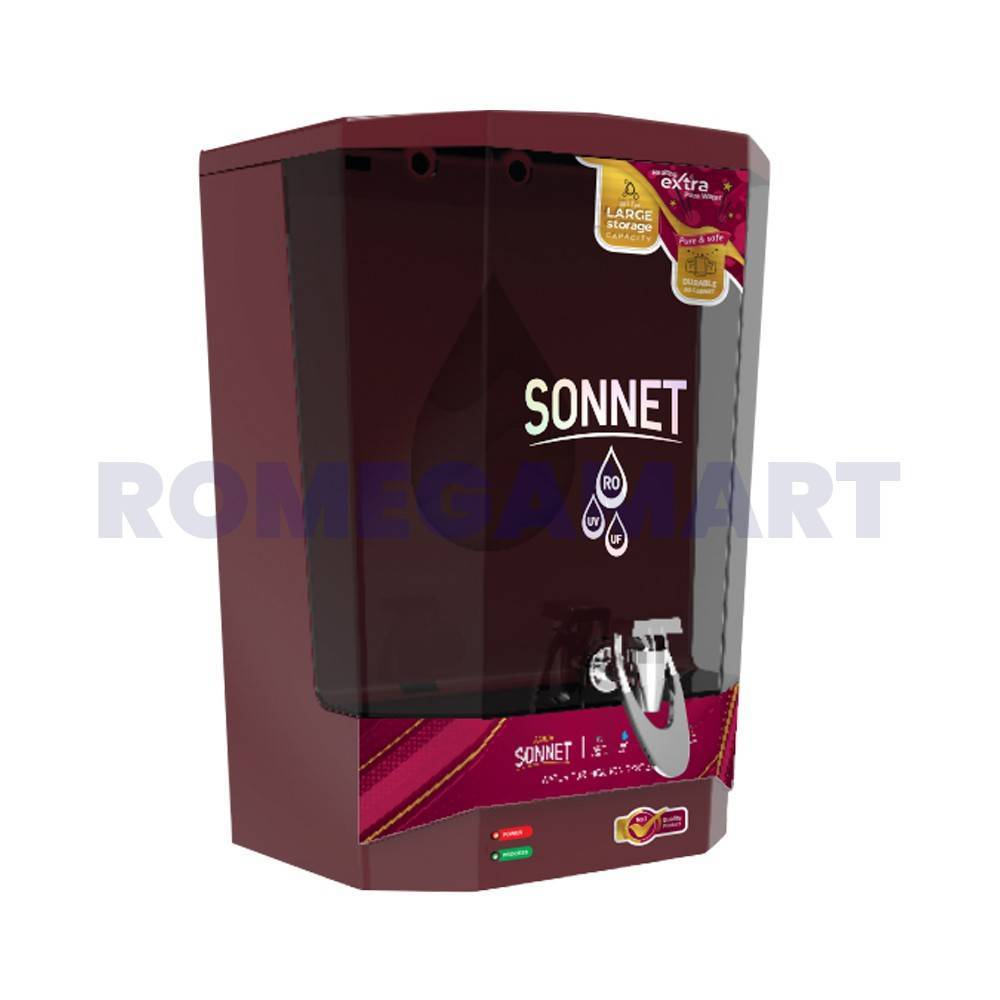 Aqua Sonnet 10 Liter RO+UV+COPPER+ALKLINE+TDS Metallic Cheery With LED Indicator RO Water Purifier Home Use