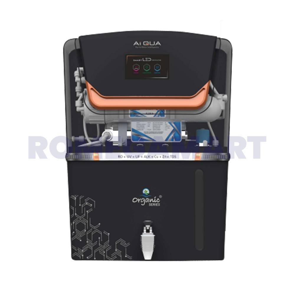 Organic Series AI QUA 15 Liter Storage Black TPT Color Water Purifier With Smart LED Indicator