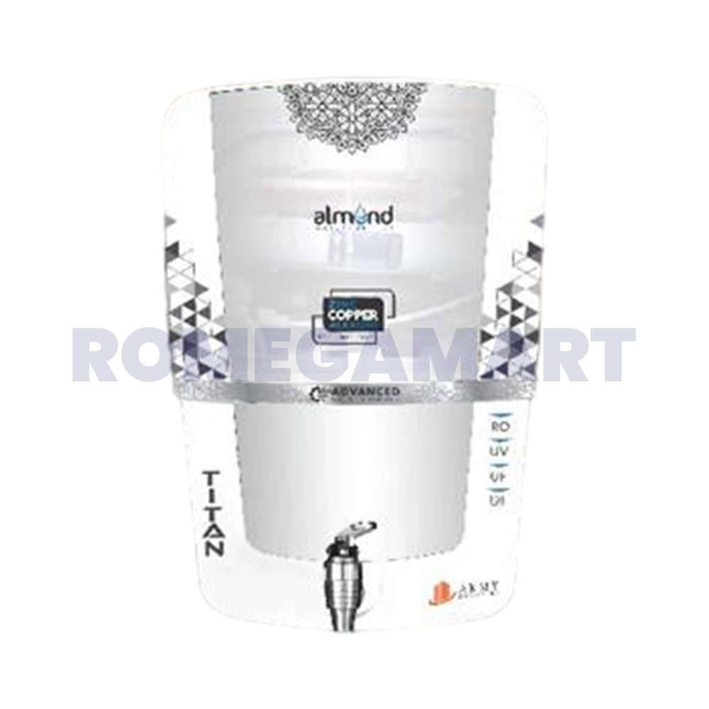 Titan Aqua Almond 12 Liter Storage RO+UV+COPPER+ALKLINE+TDS White With Silver Color RO Water Purifier 