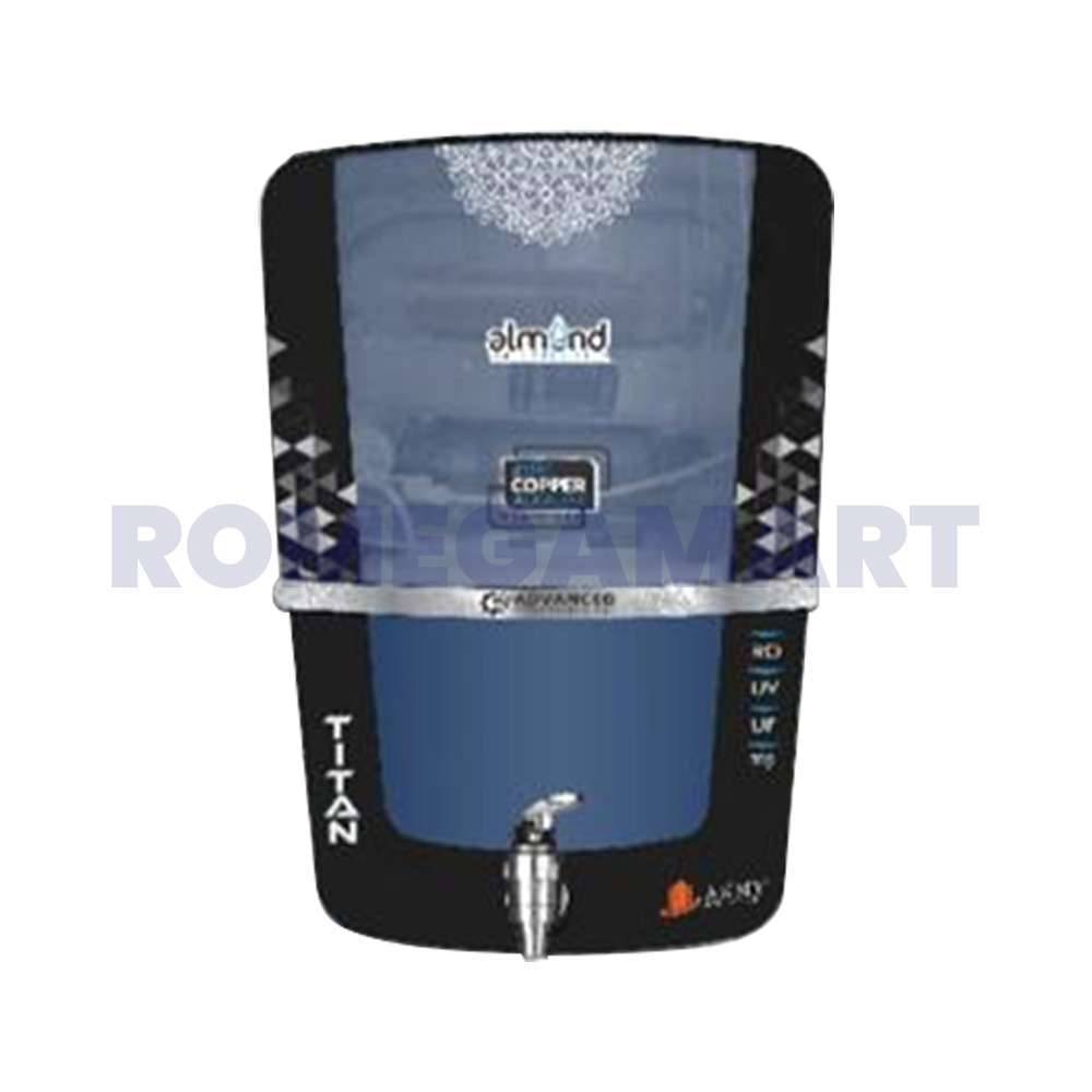Titan Copper Almond 12 Liter Storage Black with Blue Color RO+UV+TDS+UF Water Purifier