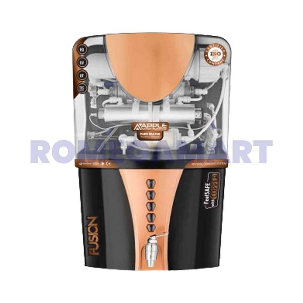 Apple Fusion RO Water Purifier RO+UV+COPPER+ALKLINE+TDS Black Transparent Color 12 Liter Storage For Home