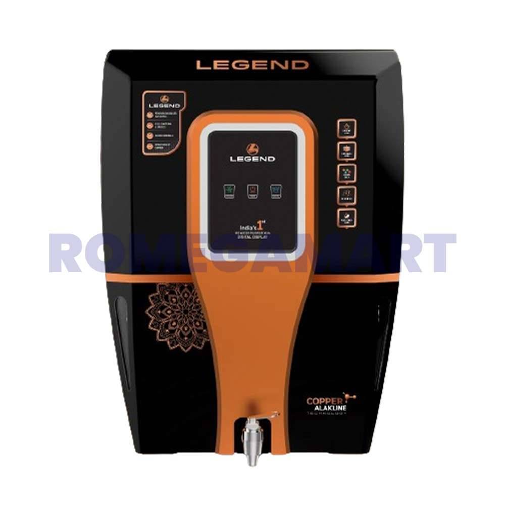 LEGEND RO Water Purifier RO+UV+TDS+UF 12 Liter Storage Black With Orange Copper ABS Plastic Material For Home Use