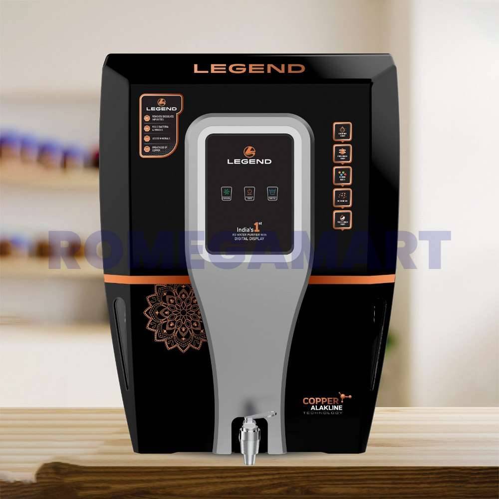 LEGEND RO Water Purifier RO+UV+UF+TDS+ALKLINE+COPPER+MINERAL 12 Liter Storage White With Grey ABS Plastic Material For Home Use