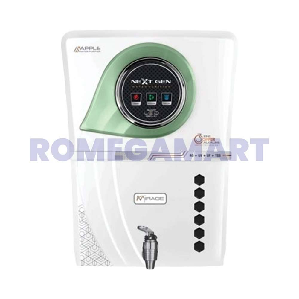 Apple Mirage White With Green Water Purifier 13 Liter Storage Color RO+UV+TDS+UF  For Home 