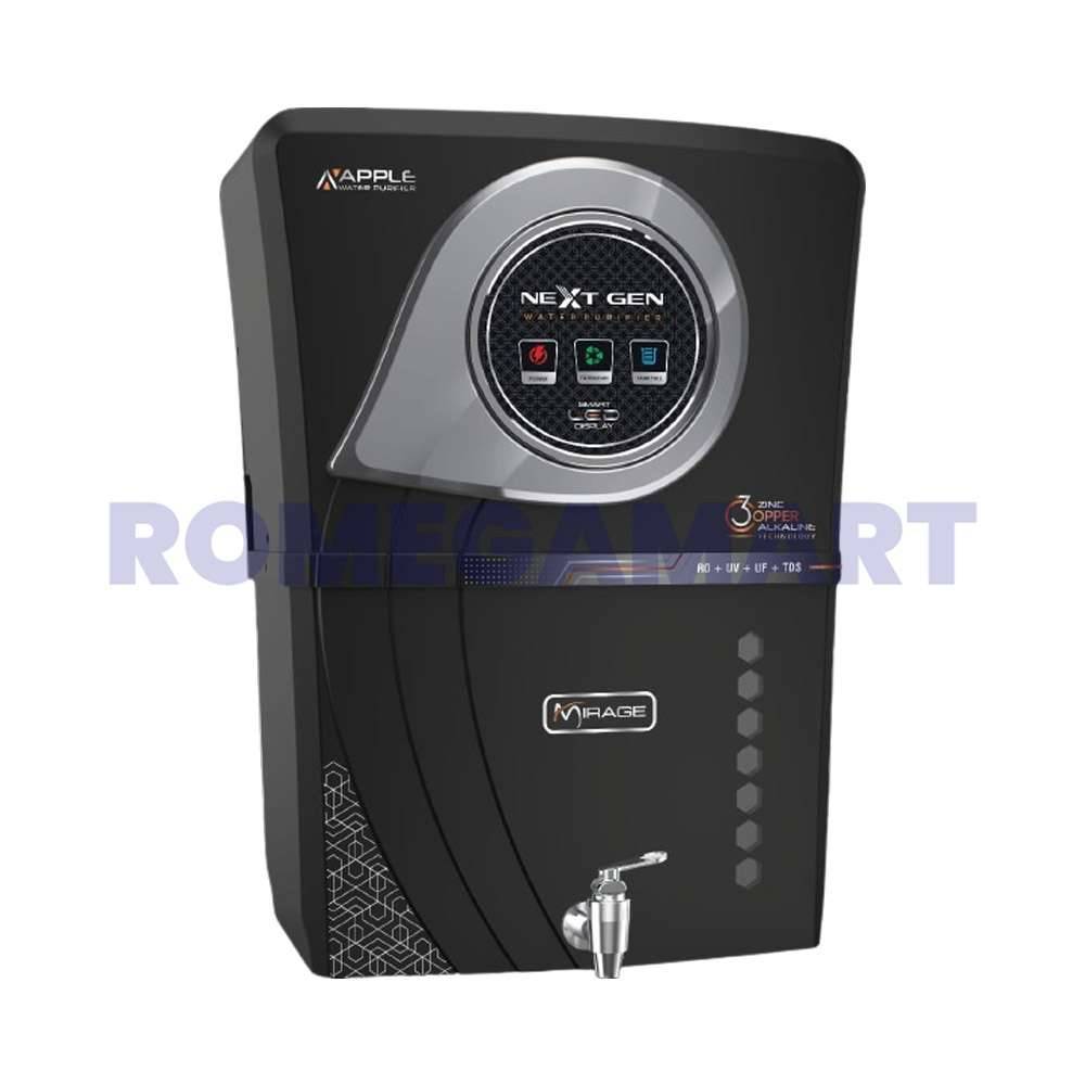 Apple Mirage Black Water Purifier 13 Liter Storage RO+UV+UF+ALKLINE+TDS For Home 